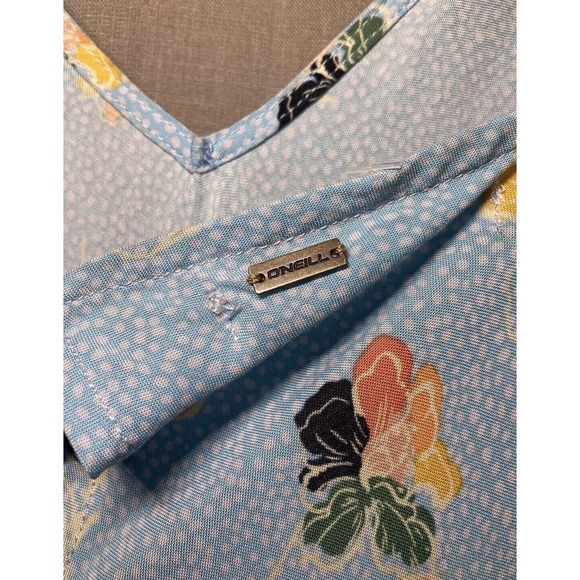 O'Neill Izzy Floral Flowers Baby Blue Midi Dress Size Small - Picture 16 of 16